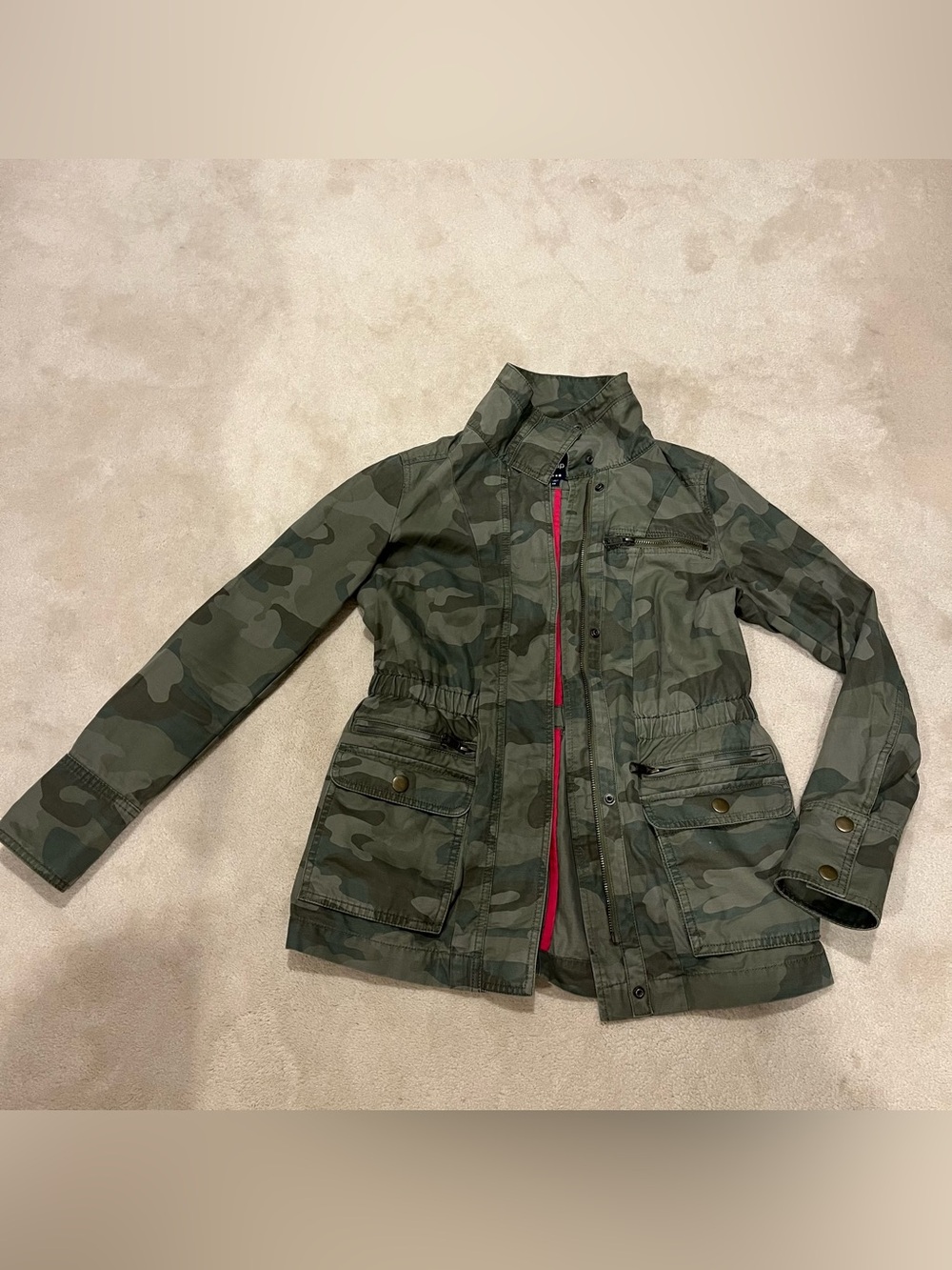 GAP Camo Utility Jacket - Green with Pink Trim